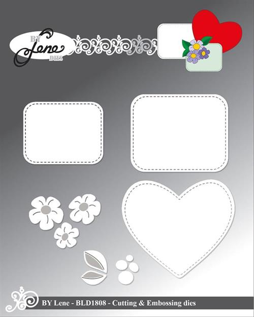 By Lene dies Frames for texts Hjerte 5,8x5cm